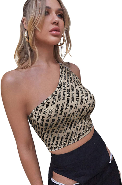 SweatyRocks Women's All Over Print Strapless Rib-Knit Crop Tube Top