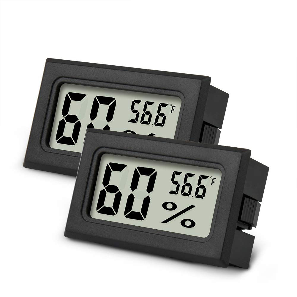 Mini Hygrometer Thermometer 2PCS Mini Digital Humidity Gauge, Aiktryee Hygrometer Indoor Humidity Monitor, Temperature Humidity Gauge Meter for Humidors, Greenhouse, Garden, Cellar, Closet, Etc