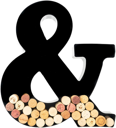 Wine Cork Holder - Metal Monogram Letter (&), Black, Large | Wine Lover Gifts, Housewarming, Engagement & Bridal Shower Gifts | Personalized Wall Art | Home Décor