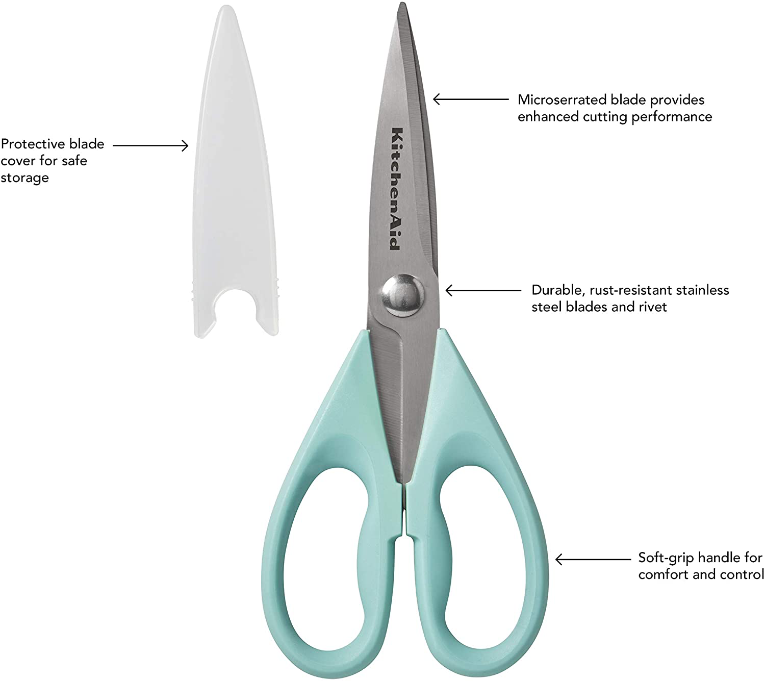 KitchenAid All Purpose Shears with Protective Sheath, 8.72-Inch, Pistachio