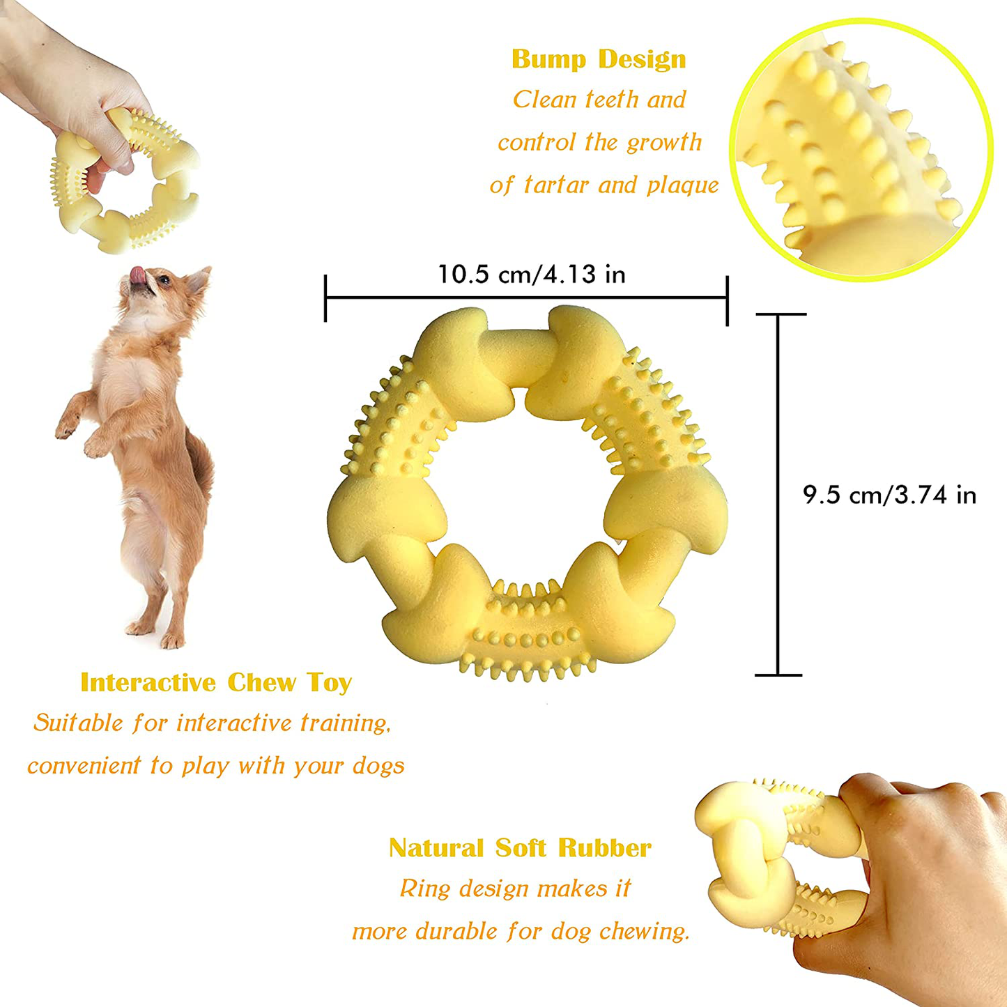 5 Pack 100% Natural Rubber Dog Chew Squeaky Toys for Puppies Relieve Itching and Teeth Cleaning 