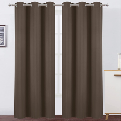 LEMOMO Chocolate Brown Thermal Blackout Curtains/38 x 84 Inch/Set of 2 Panels Room Darkening Curtains for Bedroom