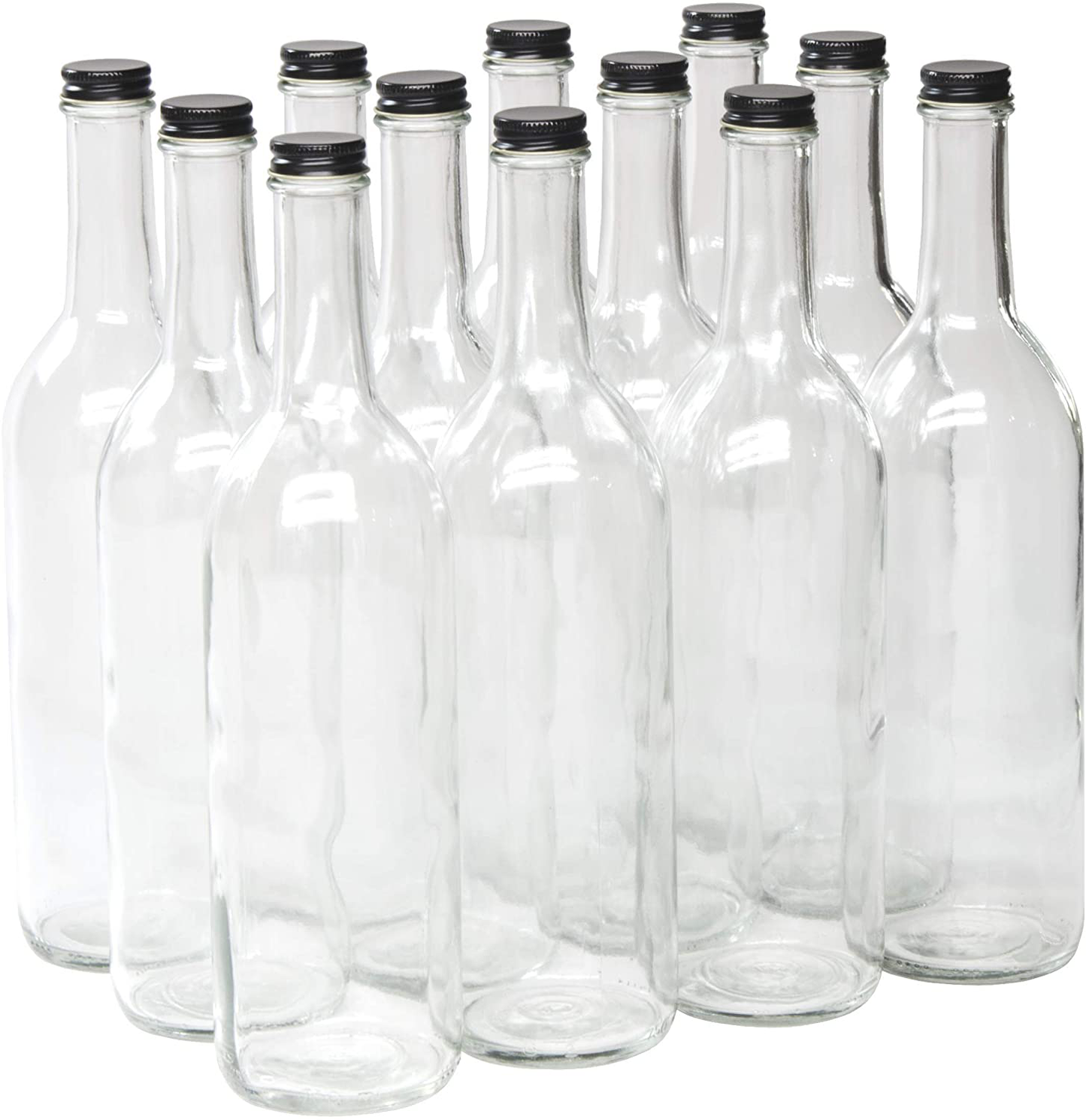 North Mountain Supply - W5CTCL-WT 750ml Clear Glass Bordeaux Wine Bottle Flat-Bottomed Screw-Top Finish (White Metal Lids)