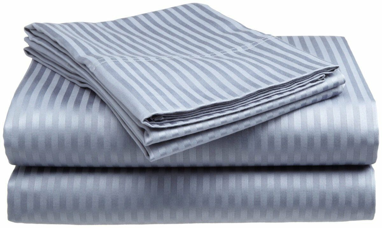 Deluxe Hotel , 400 Thread Count 100% Cotton Sateen Dobby Stripe Bed Sheet Set
