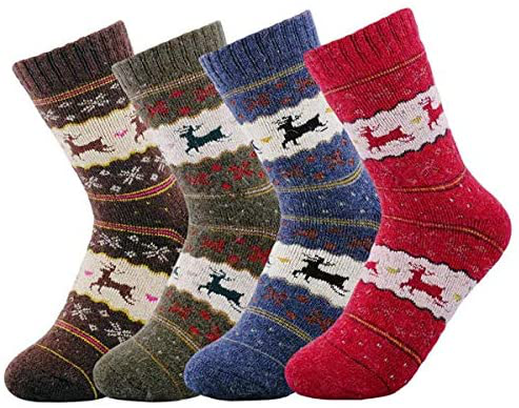 JOYCA & Co. 3-5 Pairs Womens Multicolor Fashion Warm Wool Cotton Thick Winter Crew Socks