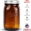 Bedoo Amber Glass Mason Jars 32 oz Wide Mouth with Airtight Lids and Bands 6 Pack, Amber Clear Glass Canning Mason Jars, Quart Mason Jars (Set of 6) (Wide Mouth)