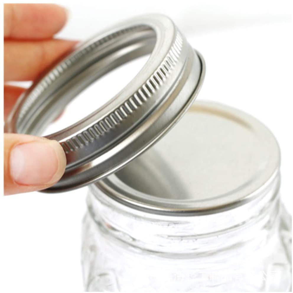 24Pcs Regular Mouth Canning Lids and Rings Stainless Steel Mason jar lids Reusable Leak Proof Split-Type Silver Lids with Silicone Seals Rings (70mm)