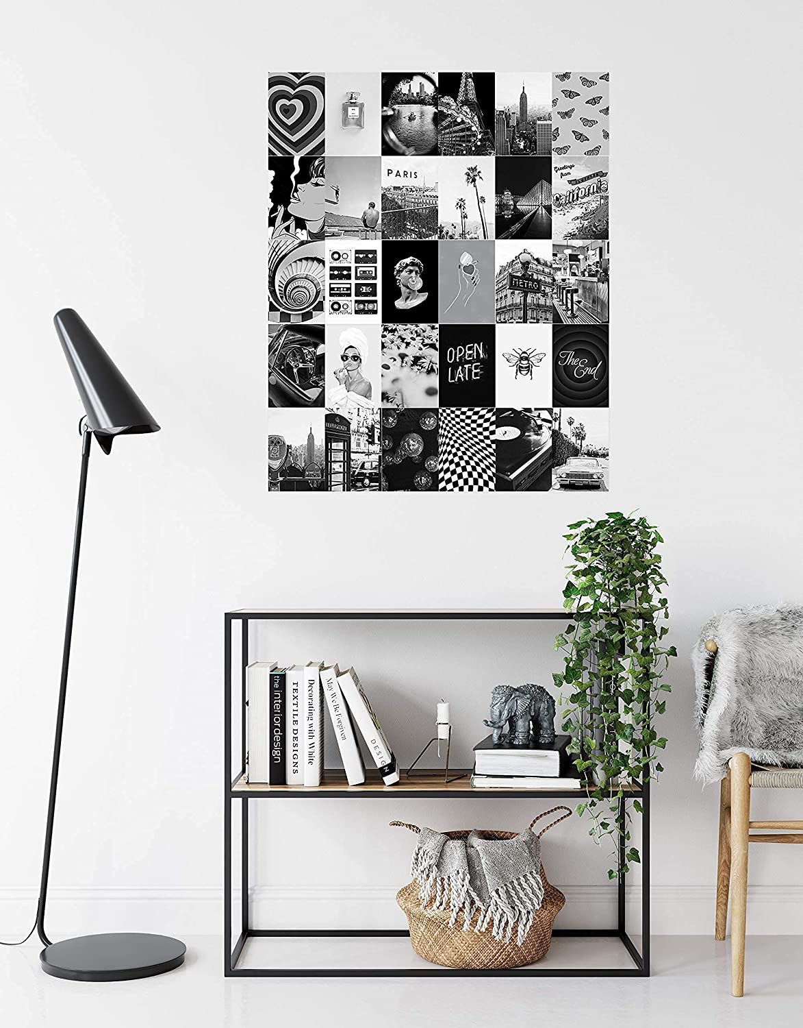 Haus and Hues Black and White Wall Decor Photo Collage Kit - Aesthetic Wall Collage Kits | Photo Collage Kit For Wall Aesthetic Teen Room Decor | Aesthetic Pictures | 4" x 6" (B/W Set of 50)