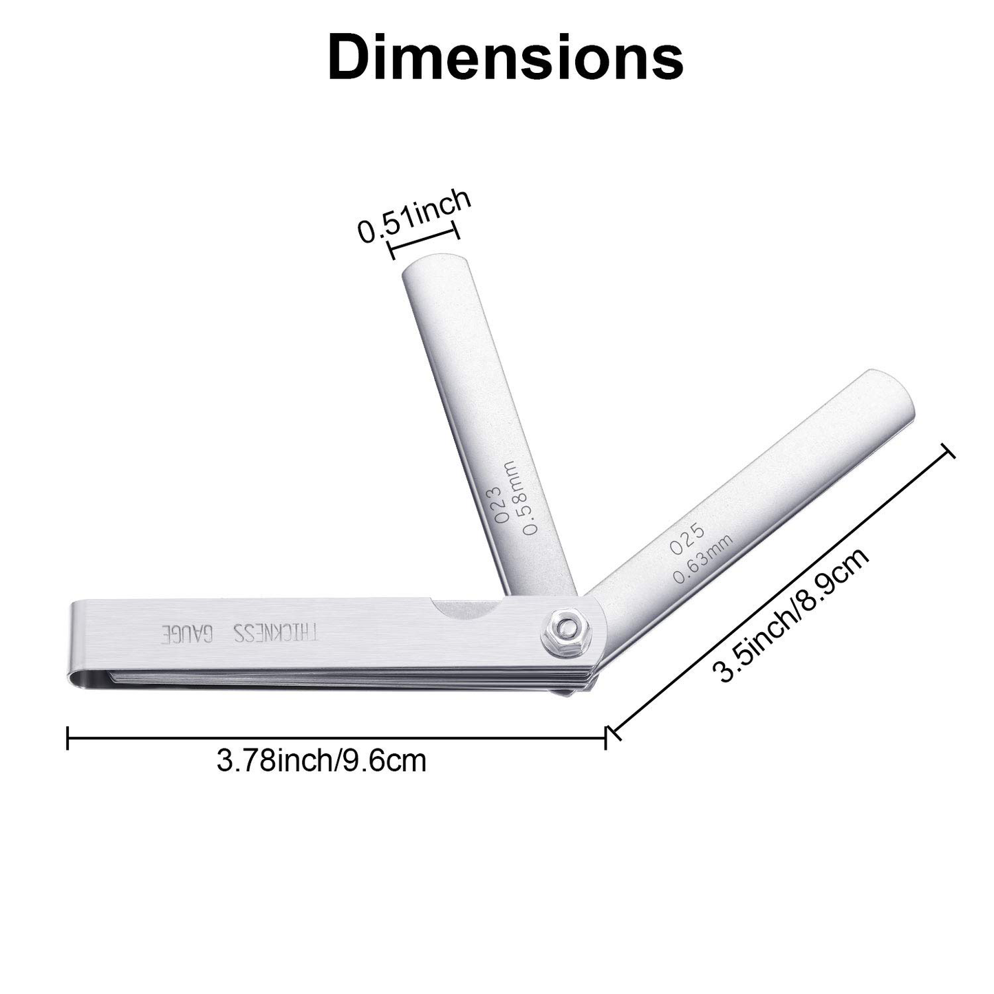 Stainless Steel Feeler Gauge Dual Marked Metric and Imperial Gap Measuring Tool (0.04-0.88 mm, 32 Blades)