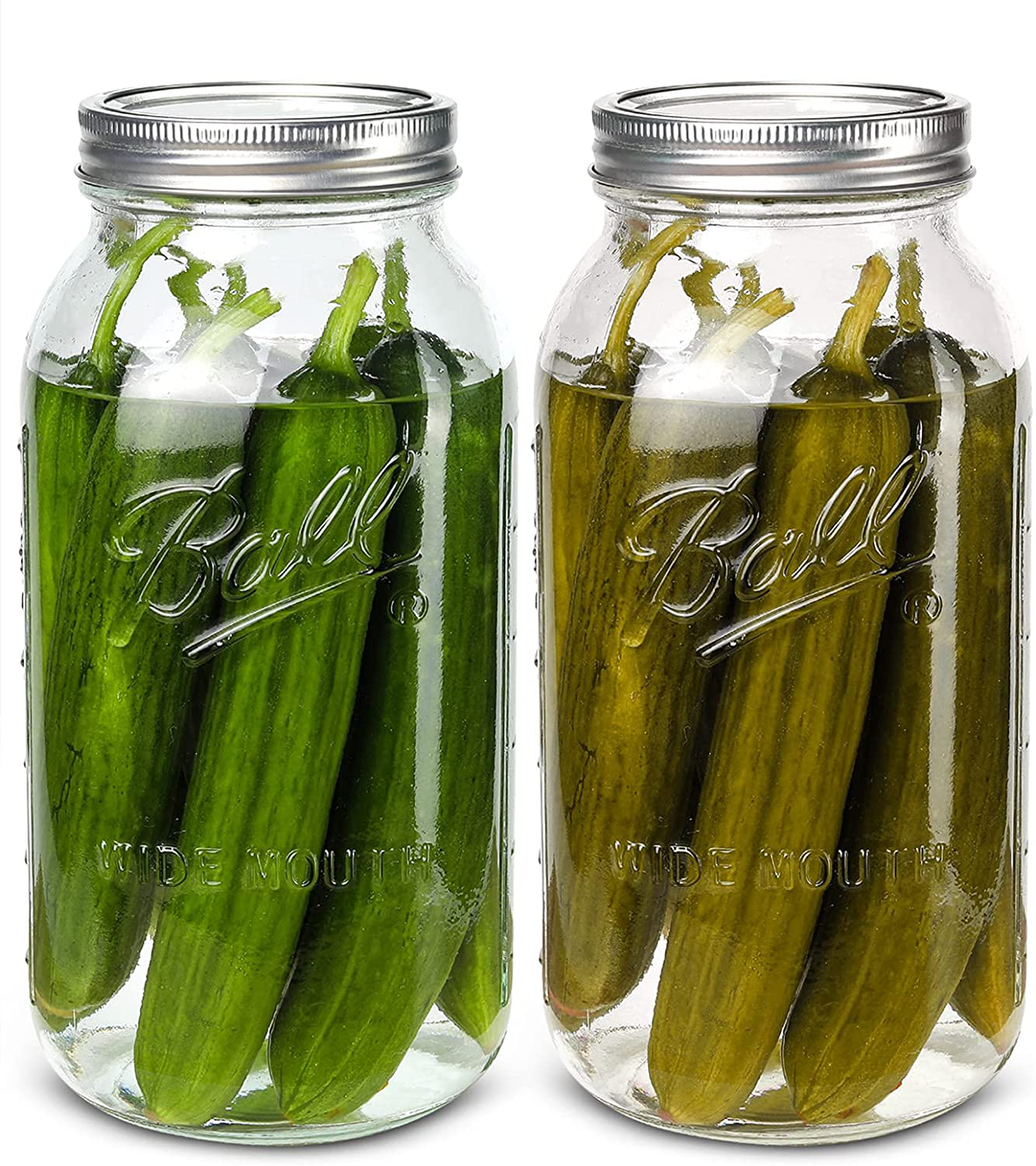 Wide Mouth Mason Jars 64 oz 2 Pack Half Gallon Mason Jars with Airtight Lid and Band, Large Clear Glass Mason Jars for Canning, Fermenting, Pickling, Storing