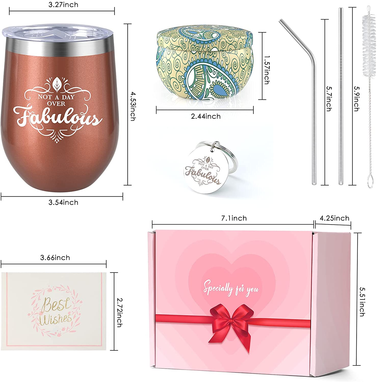 Mothers Day Gifts Candle Tumbler, Birthday Gifts for Women Best Friends Mom Sister, Insulated Wine Tumbler with Lid 4 Scented Candles Set, Birthday Gifts Box for Her with Wine Tumbler Gift Set