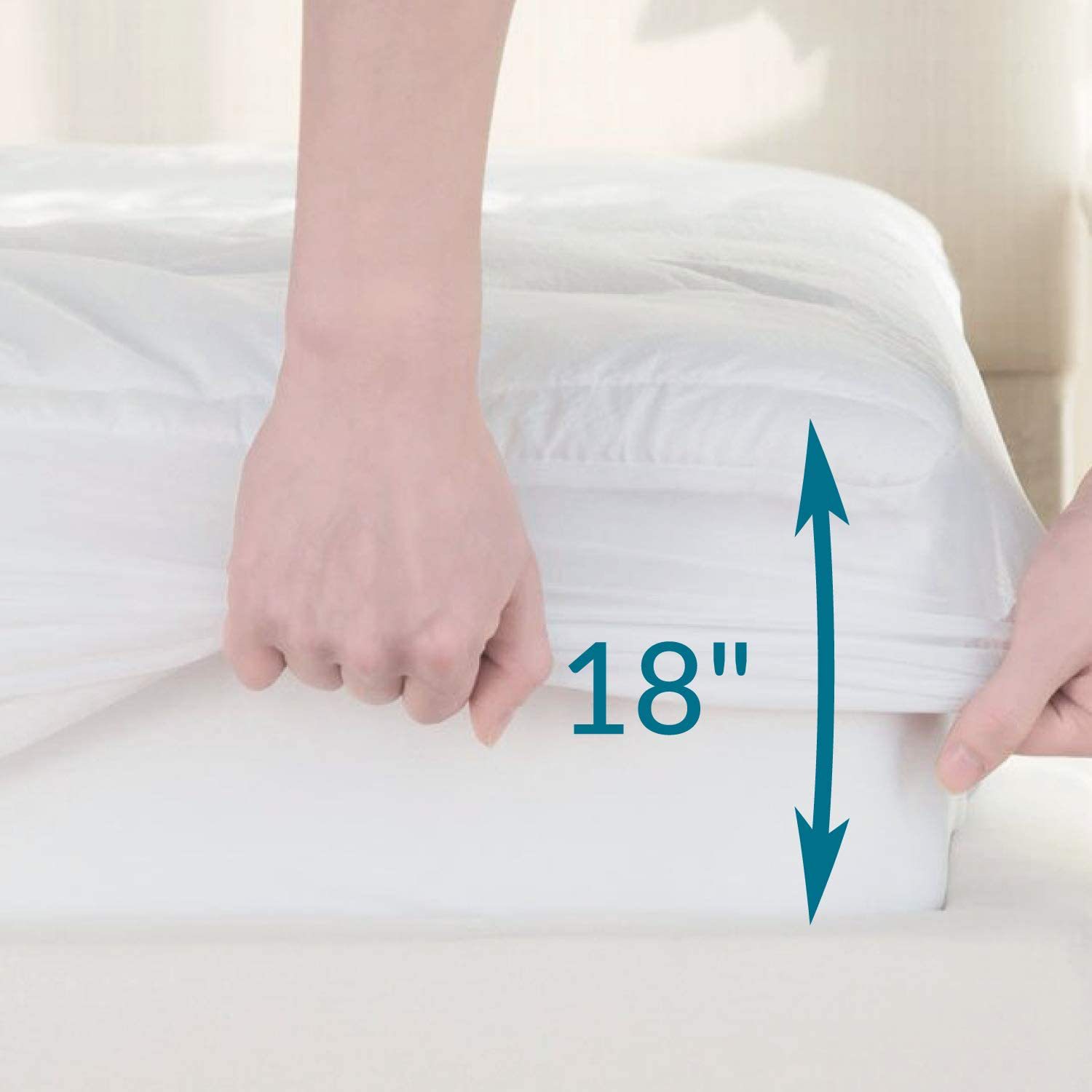 Bedsure Queen Mattress Pad Deep Pocket - Quilted Mattress Cover for Queen Bed PillowTop Mattress Protector, Fitted Sheet Mattress Cover, 60 x 80 inches, White