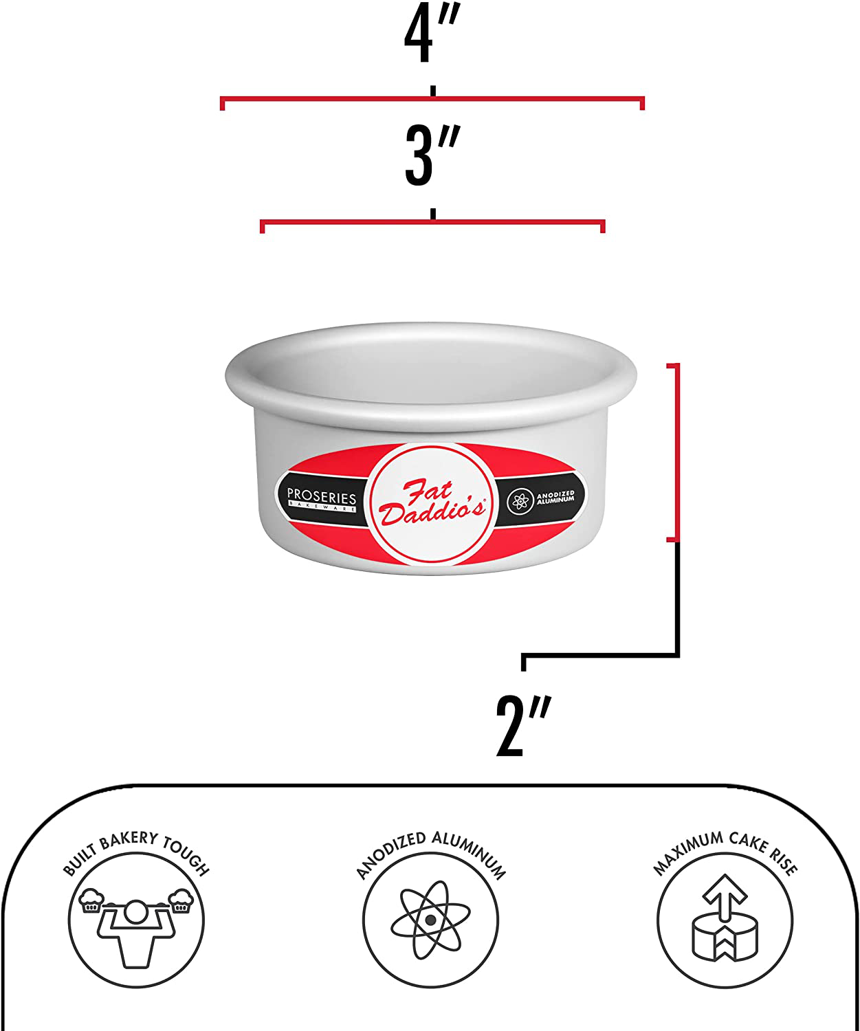 Fat Daddio's Anodized Aluminum Round Cake Pans, 2 Piece Set, 10 x 3 Inch