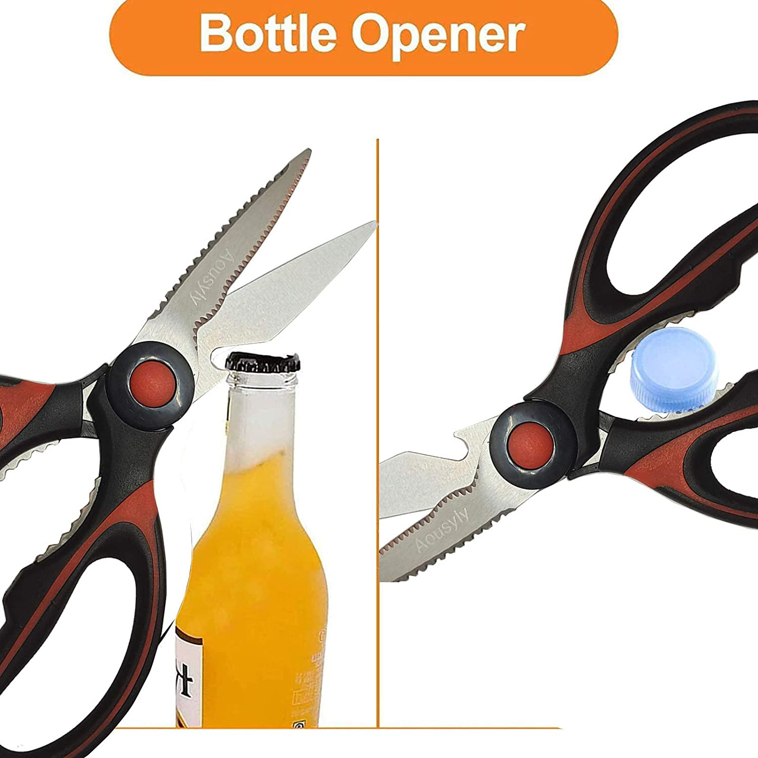 Aousyly Kitchen Scissors Heavy Duty Kitchen Shears Dishwasher Safe Multipurpose Stainless Steel Cooking Shears Scissors for Cutting Meat/Chicken/Fish/Poultry/Vegetables/BBQ/Nuts/Open Jars
