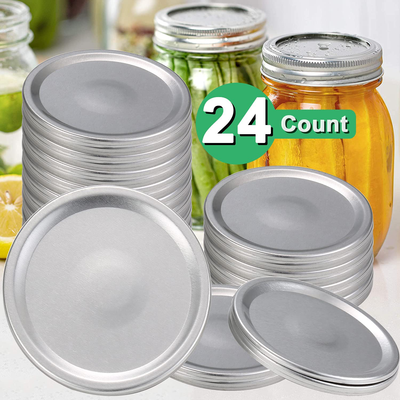 24-Count Canning Lids Wide Mouth Canning Jar Flats for Ball Kerr Jars Ewadoo Split-Type Metal Mason Jar Lid for Canning-Food-Grade Material-100% Fit & Airtight for Large Mouth Jars(Not Include Rings)