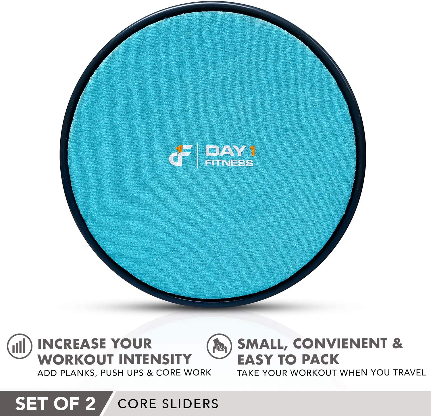 Core Sliders by Day 1 Fitness, Set of 2 Black/Mint, Dual Sided for Carpet and Hard Floors - Premium, Multipurpose Gliding Discs to Strengthen Abs, Lower Back - Portable Abdominal Equipment