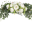 U'Artlines Floral Swag Artificial Flowers Peony Wreath Handmade Garland for Mirror Home Wedding Party Door Tabletop Decoration (31'' White Peony)