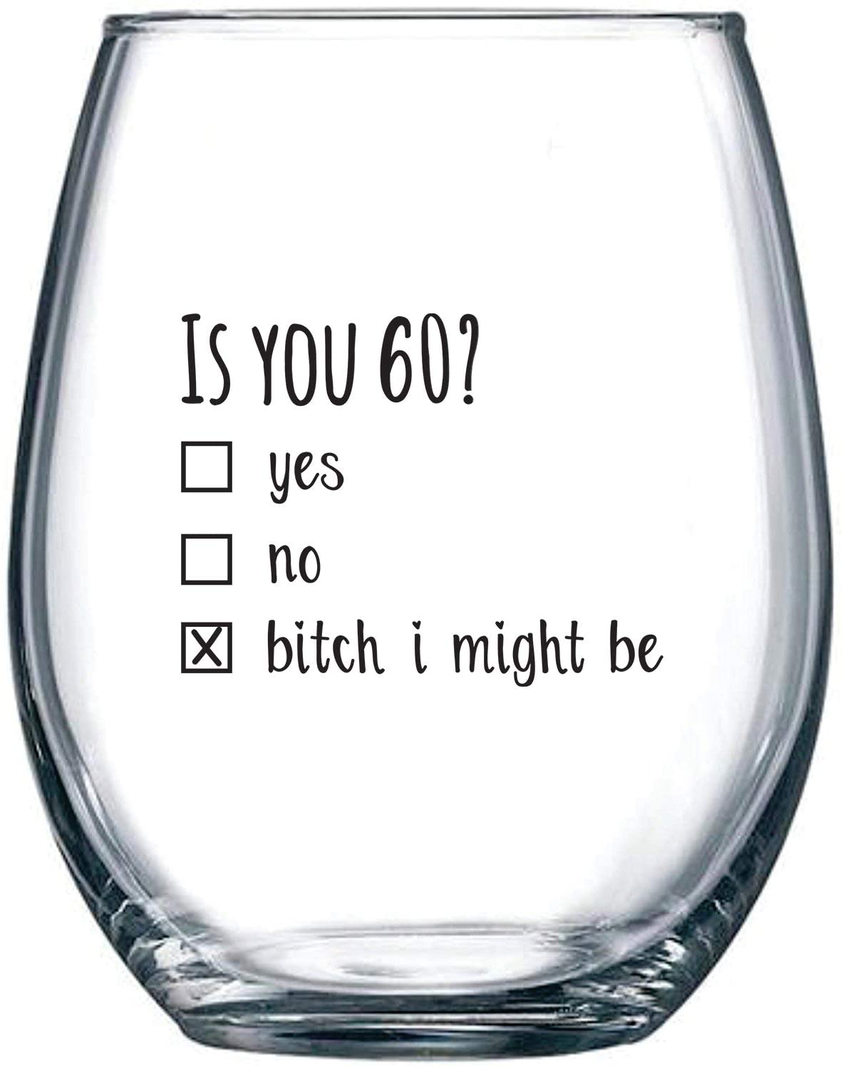 60th Birthday Gifts for Women and Men Wine Glass - Funny Is You 60 Gift Idea for Mom Dad Husband Wife – 60 Year Old Party Supplies Decorations for Him, Her - 15oz