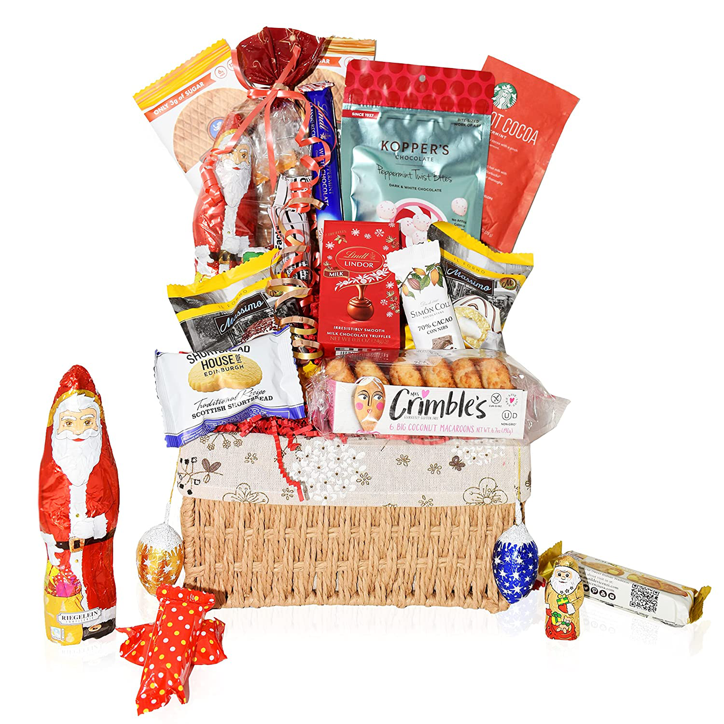 Christmas Gift Baskets - Macaroons, Chocolate, Santa, Holiday - Premium Gift Baskets for Family, Friends, Colleagues, Office, Men, Women, Corporate, Him, Her