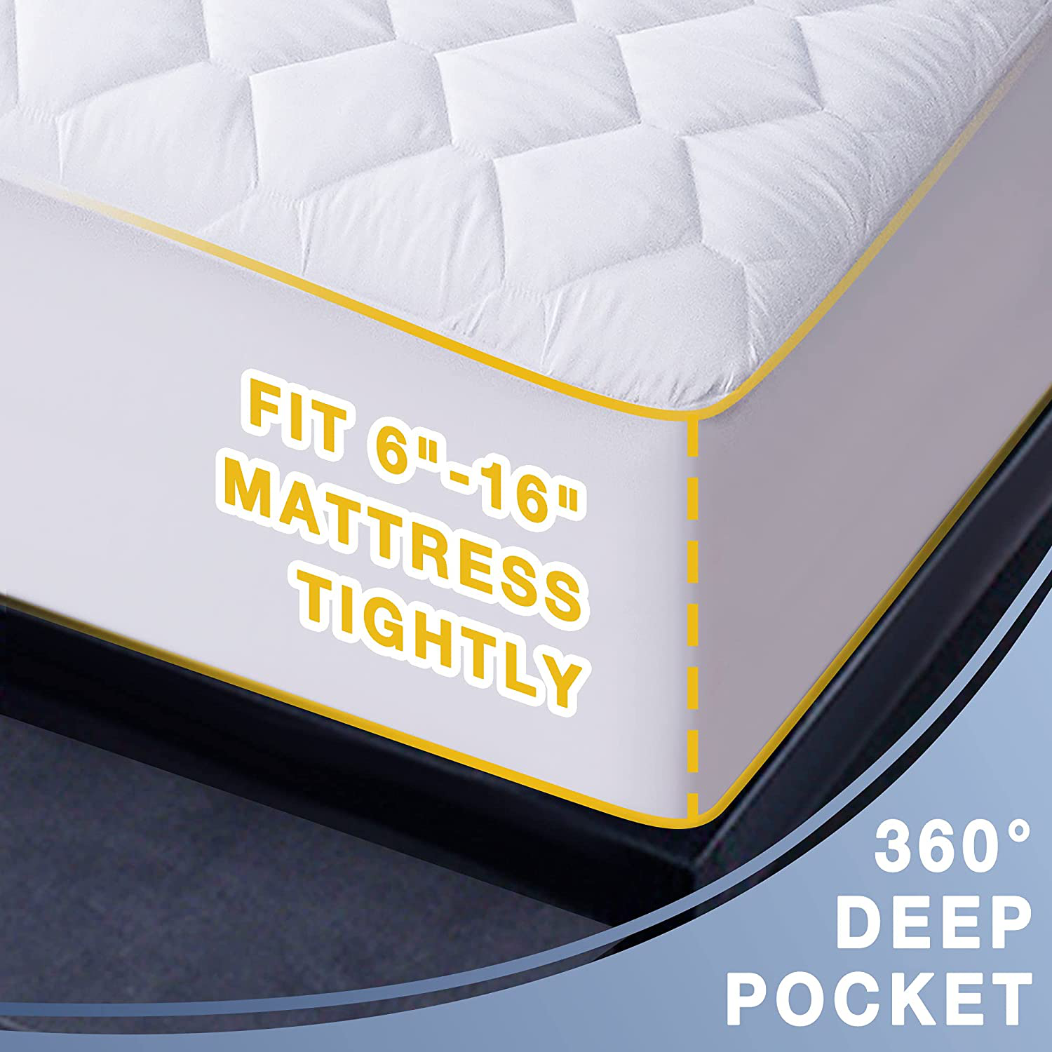 Waterproof Mattress Pad Cal King Size, Soft and Breathable Quilted Mattress Protector, 6''-18'' Deep Pocket Fitted Mattress Cover, White