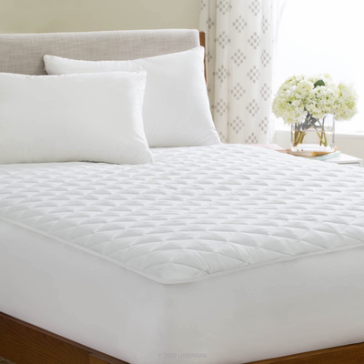 Linenspa Waterproof Quilted Mattress Pad - Hypoallergenic Fill - Deep Pocket Fitted Skirt - Twin