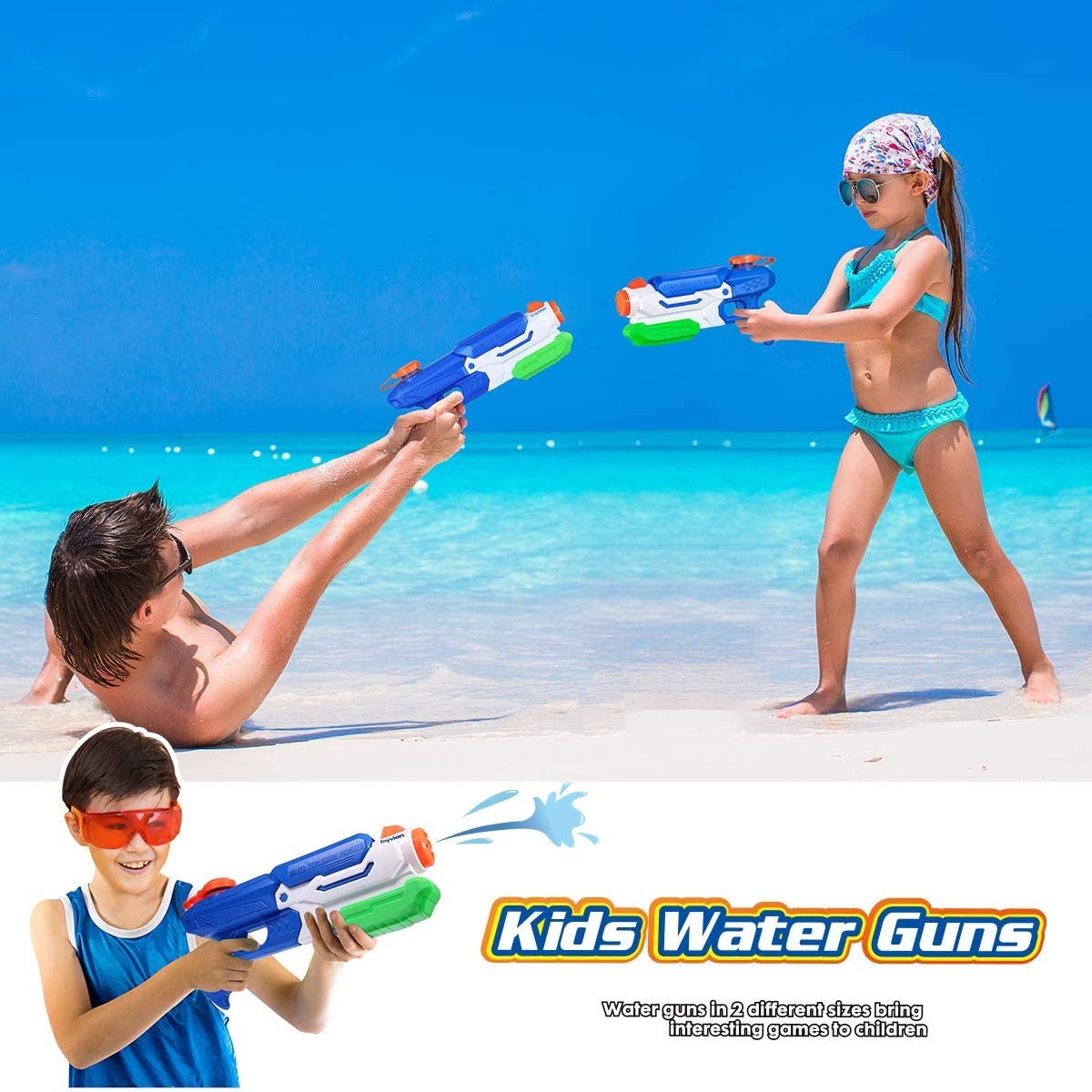 2 Pack Super Squirt Water Gun, Water Blaster 35.5Oz and 29Oz Swimming Pool Beach Toys