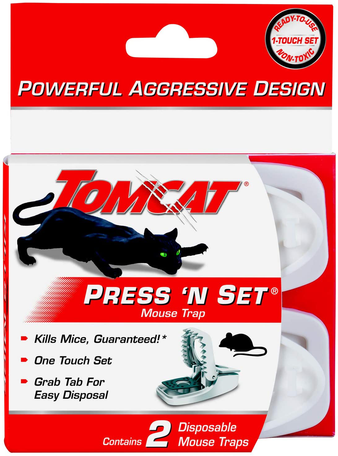 Tomcat Press 'N Set Mouse Trap (2 Pack) with Mouse Glue Trap W/Eugenol (6 Pack) and Tier 1 Refillable Mouse Bait Station