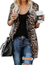 MYIFU Women's Leopard Print Sweater Cardigan Button Down Open Front Lightweight Shirt Outerwear with Pockets