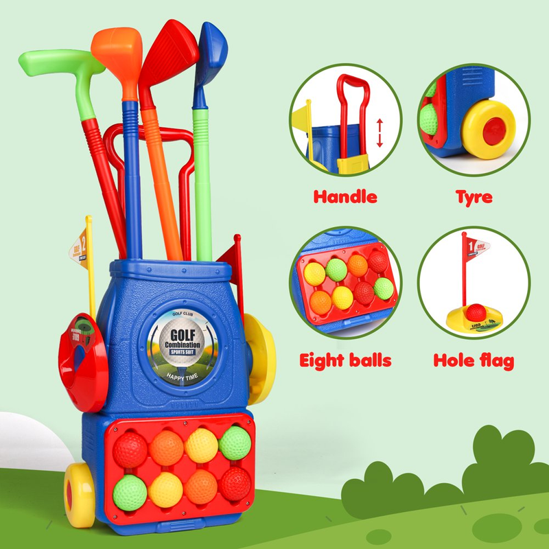 Toddler Toy Golf Sets with 8 Balls, 4 Golf Sticks & 2 Practice Holes