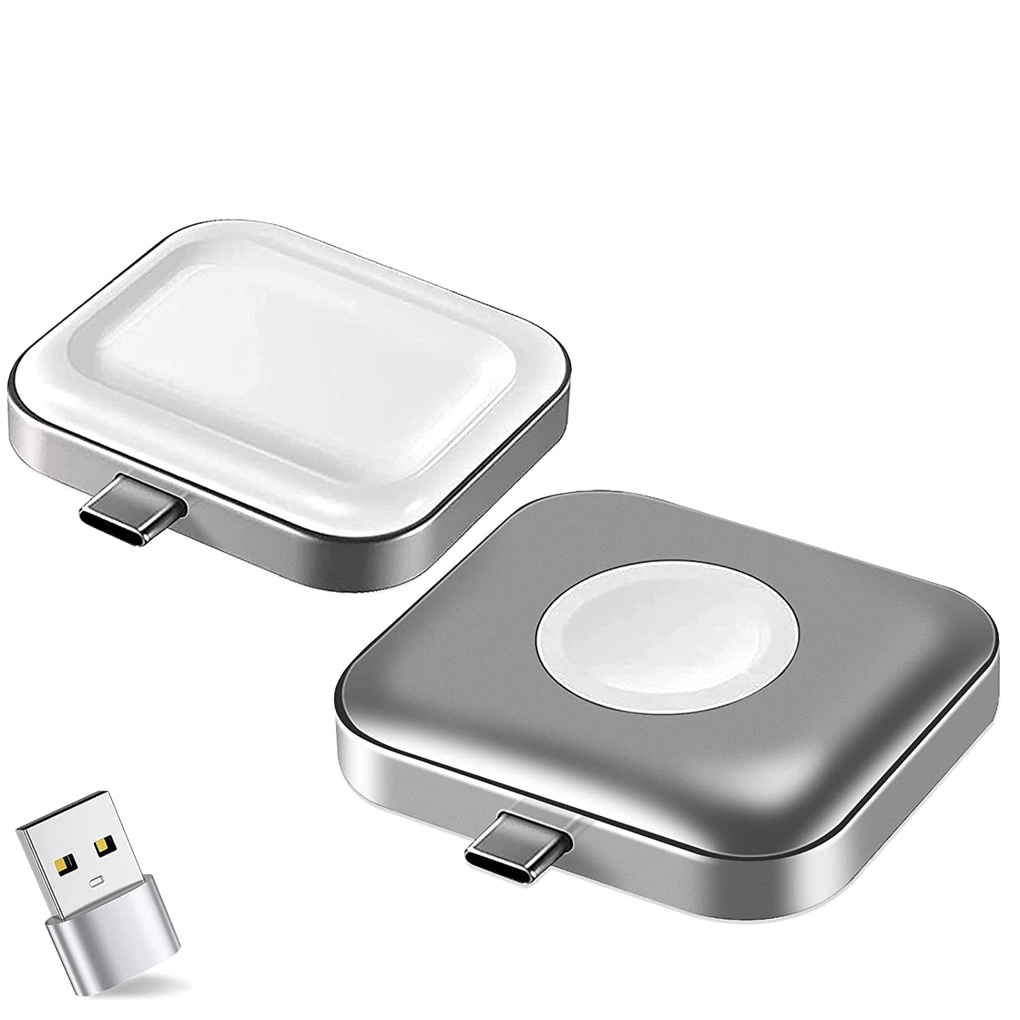 [1 Pack] Compatible for Apple Watch Charger Airpods Charger,2 in 1 Portable Wireless USB-C Charger Travel Cordless Magnetic Charging Station Compatible with Iwatch SE Series 6/5/4/3/2/1/Airpods 2/Pro