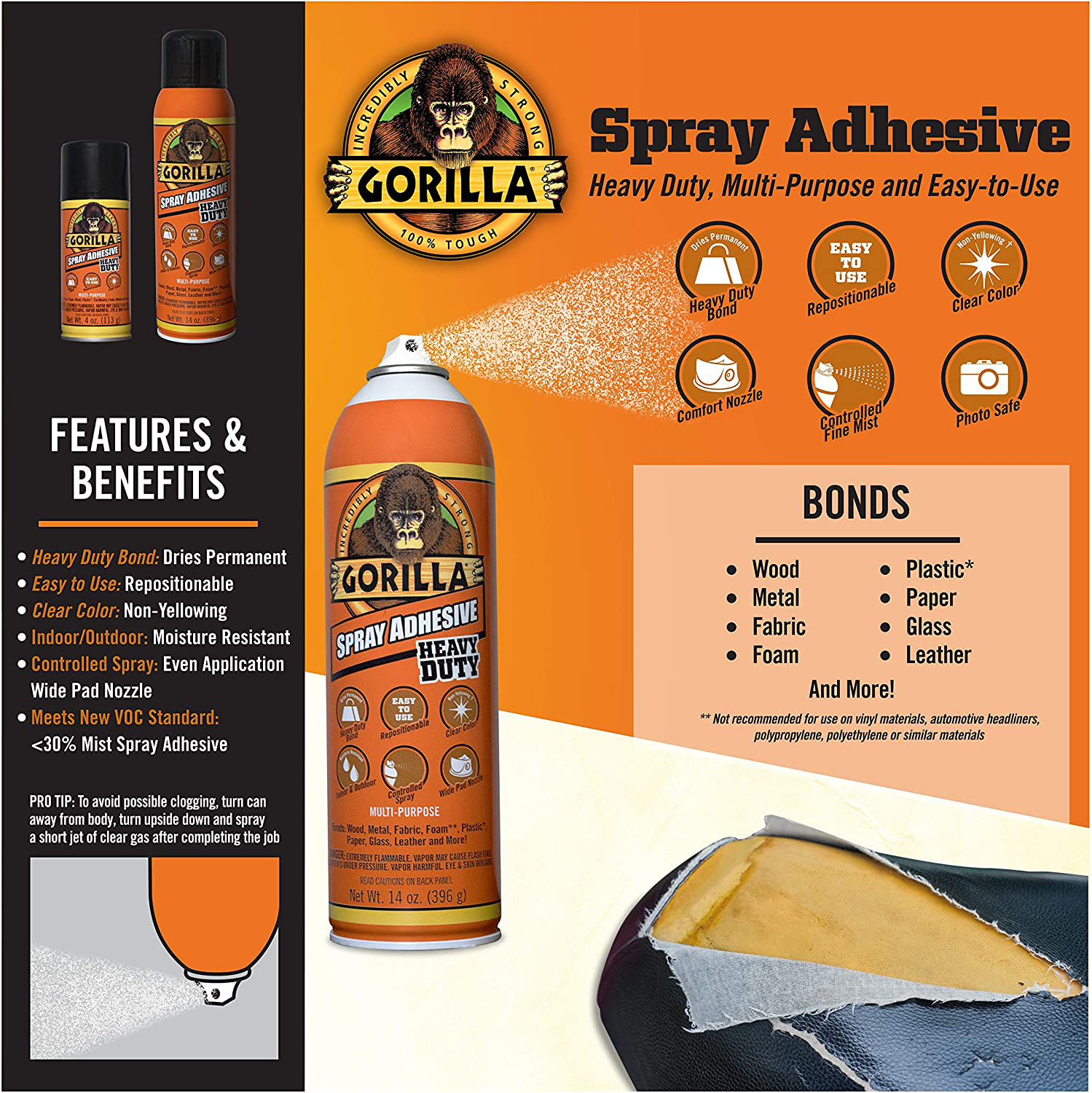 Gorilla 6301502 Spray Adhesive 14oz