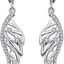 Women'S Angel Wings Sterling Silver Leverback Dangle Earrings with Cubic Zirconia Hypoallergenic Jewelry