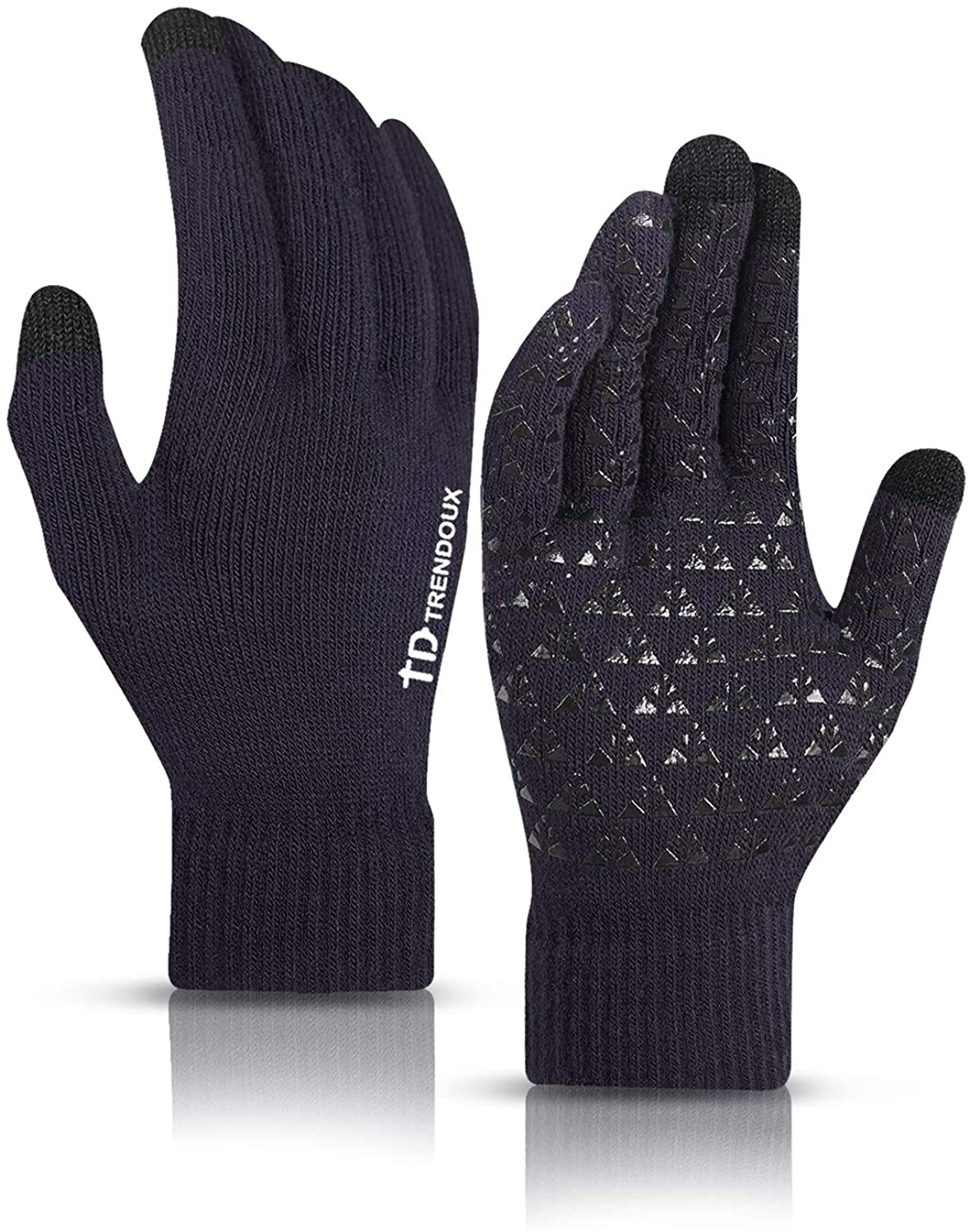 TRENDOUX Winter Gloves for Men Women - Upgraded Touch Screen Anti-Slip Silicone Gel - Elastic Cuff - Thermal Soft Knit Lining