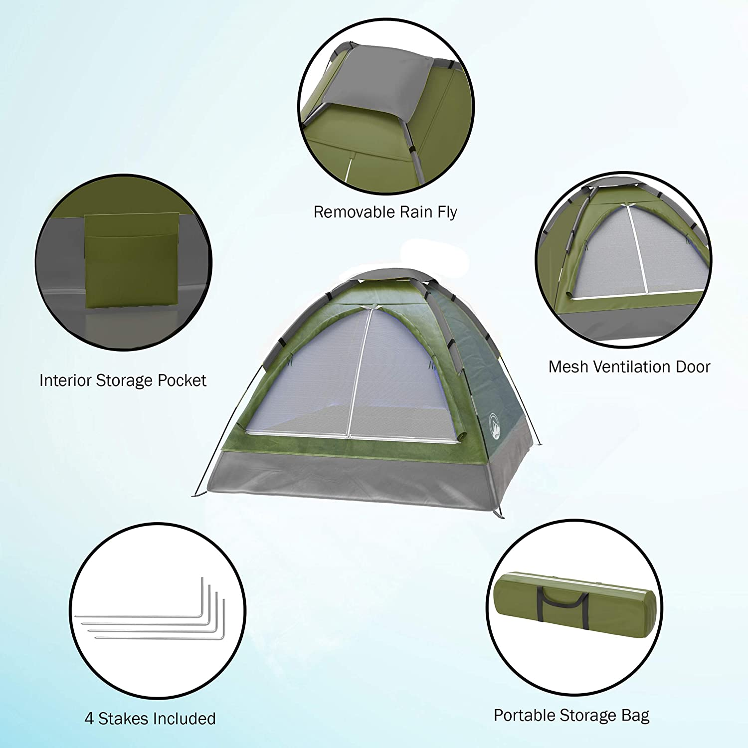 2-Person Camping Tent – Includes Rain Fly and Carrying Bag – Lightweight Outdoor Tent for Backpacking, Hiking, or Beach by Wakeman Outdoors