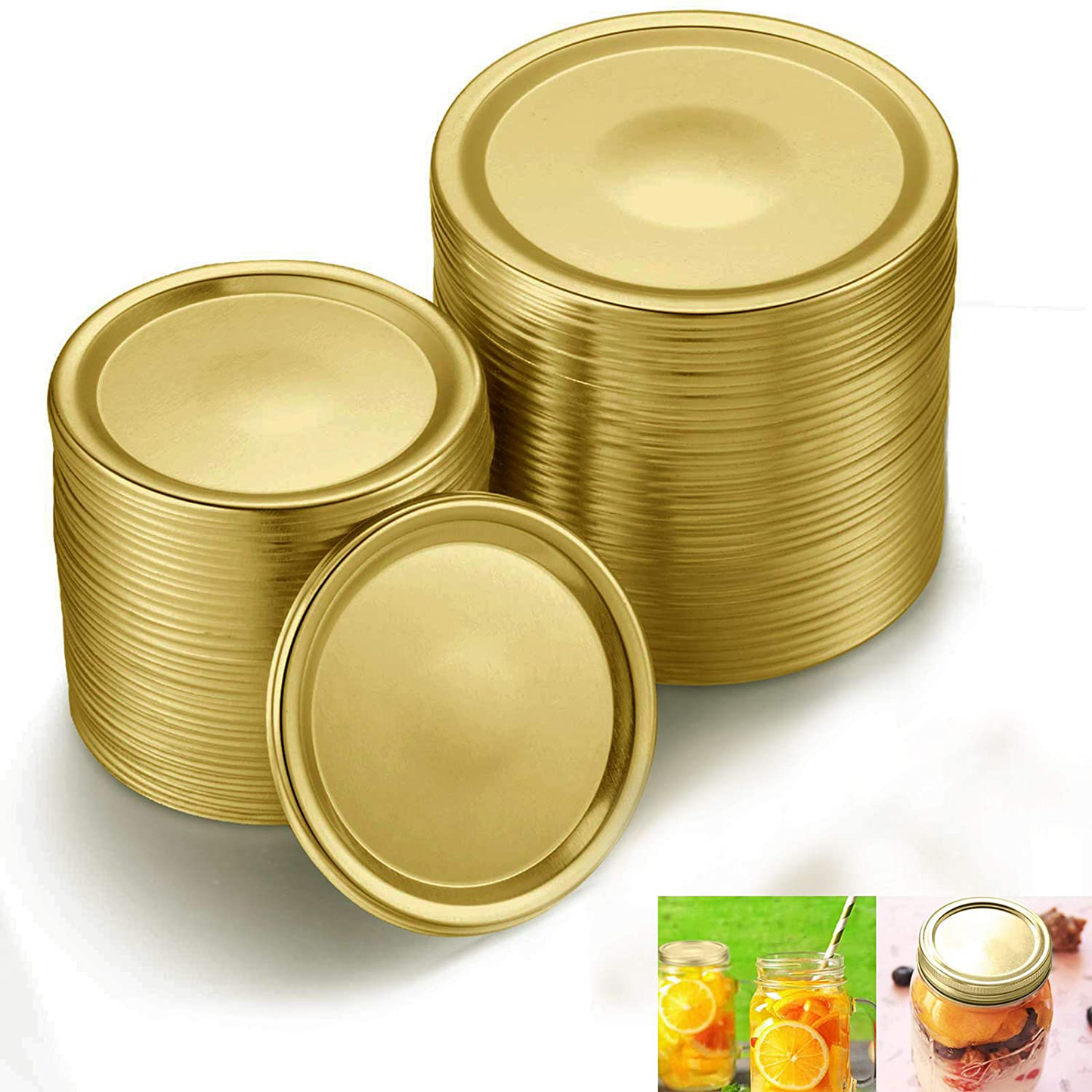 12 Pcs Regular Mouth Canning Lids for Mason Jar, Split-type Lids Leak Proof, Replacement Secure Canning Caps for Canning, 1 Dozen, Golden ( 2.75 Inch/70mm )