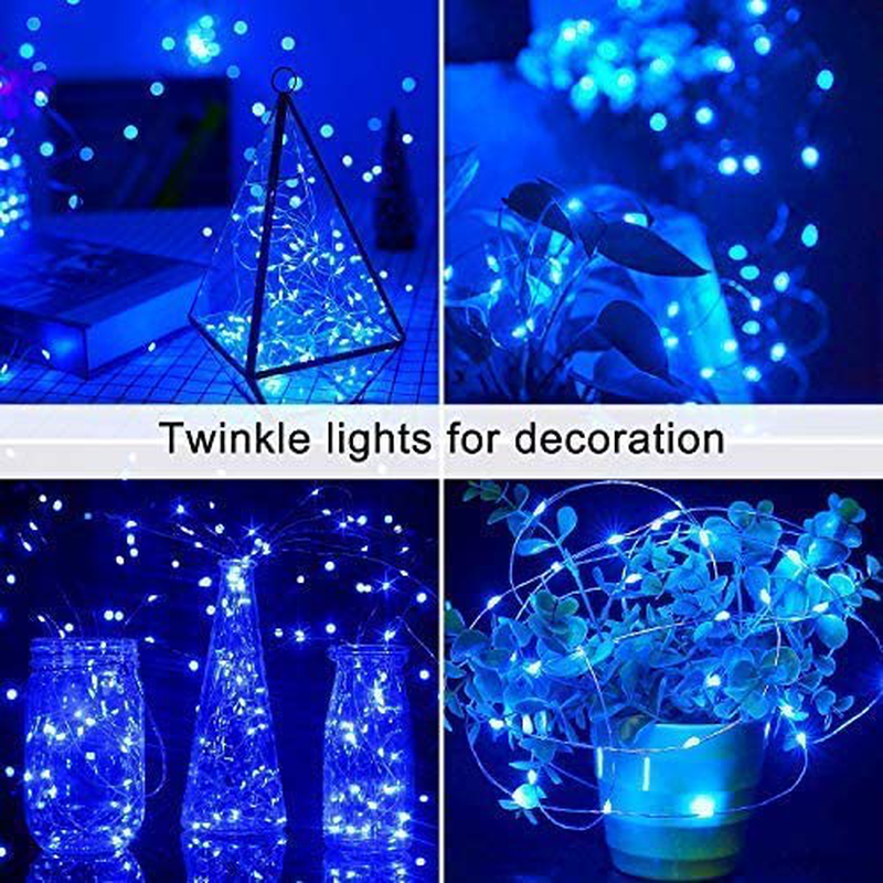 JMEXSUSS Solar Fairy Lights Outdoor Waterproof 2 Pack Each 33ft 100 LED White Solar String Lights, 8 Lighting Modes Copper Wire Solar Christmas Lights for Patio Wedding Party Tree Garden Decoration