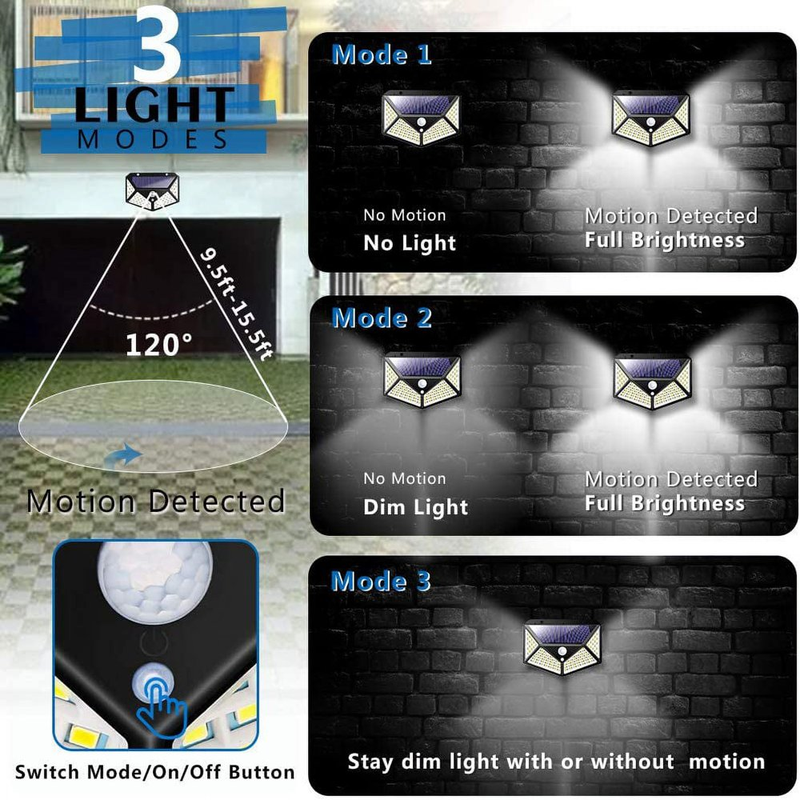 2 Pack Outdoor Solar Lights with 3 Modes Wireless IP65 Waterproof