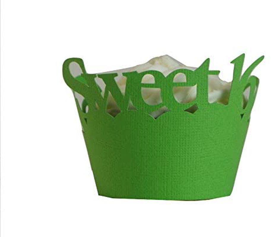 All About Details Sweet 16 Cupcake Wrappers, Set of 12 (Grass Green), 3" in top diameter, 2" in bottom diameter and 1.75" height