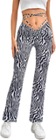 SOLY HUX Women's Elastic Waist Cut Out Side Flare Leg Pants Trousers