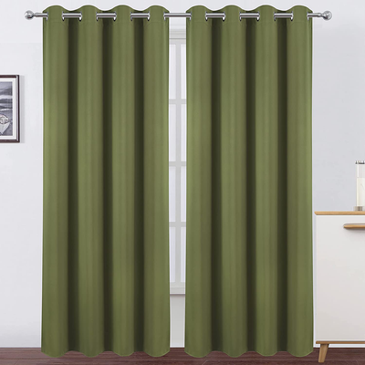 LEMOMO Olive Green Thermal Blackout Curtains/52 x 95 Inch/Set of 2 Panels Room Darkening Curtains for Bedroom