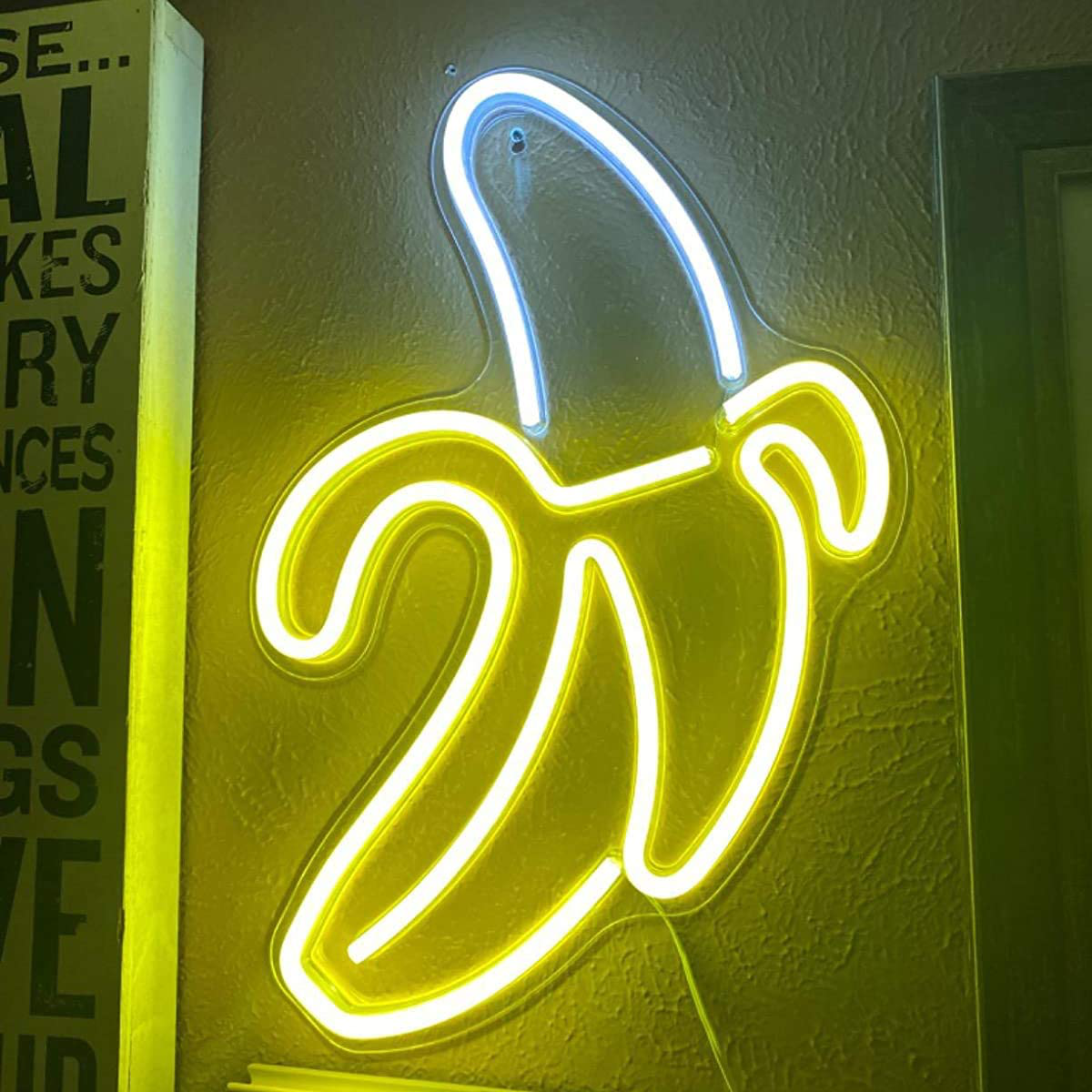 Banana Neon Signs LED Neon Lights Art Wall Decorative Lights Neon Lights for Christmas Room Wall Kids Bedroom Birthday Party Bar Decor 11''X19.7'' (Warm Yellow Banana)