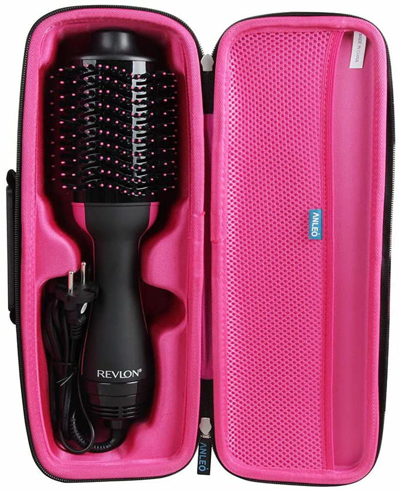 Anleo Hard Travel Case for Revlon One-Step Hair Dryer Volumizer Hot Air Brush (Black + Rose Red)