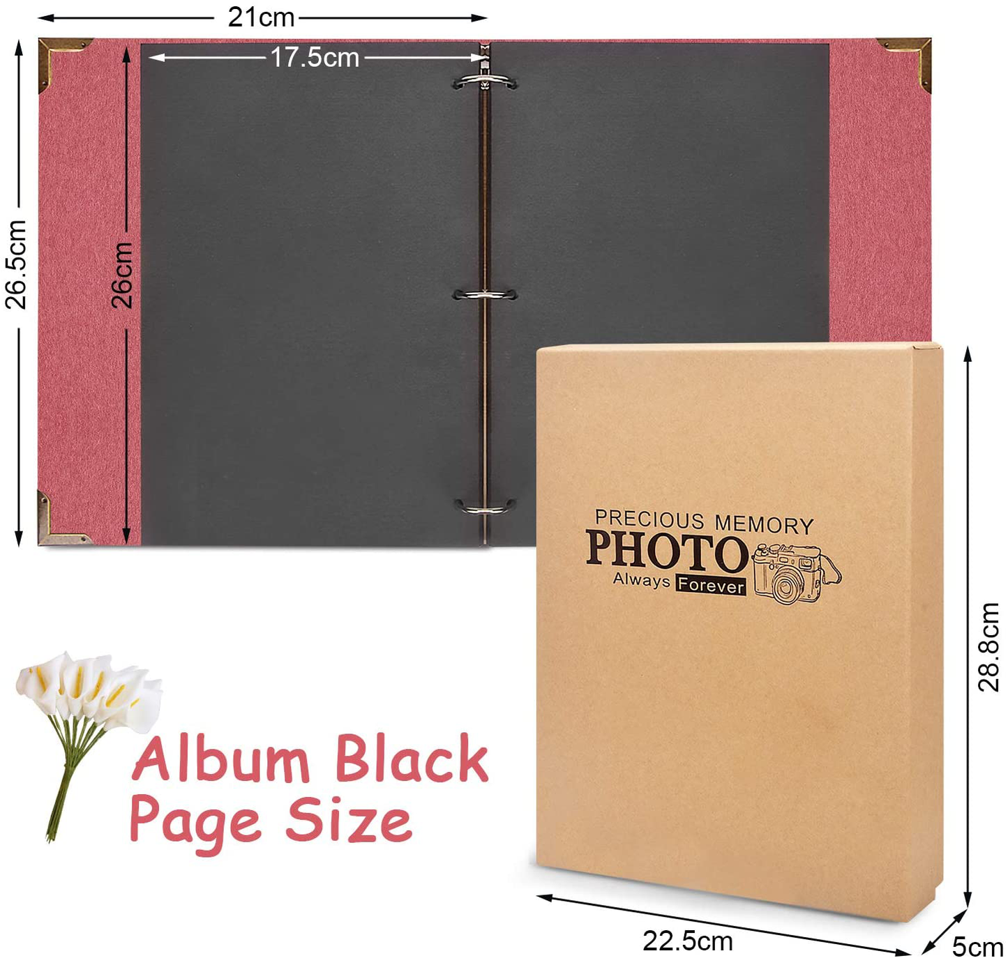 DIY Scrapbook Photo Album 8.5 X 11 Inch, Adkwse Hardcover 80 Pages Black Scrapbook Paper with Scrapbooking Kits Suitable for Anniversary, Travelling, Family, Graduation Gift