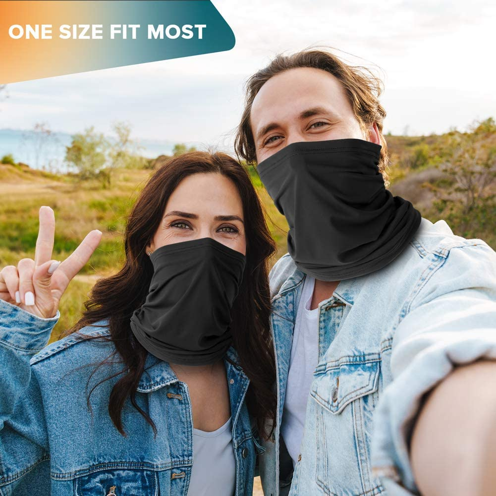 2 Pack Neck Gaiter Face Mask Scarf Reusable Bandanas Tube UV Protection Headwear Balaclava Outdoor Sport for Men and Women