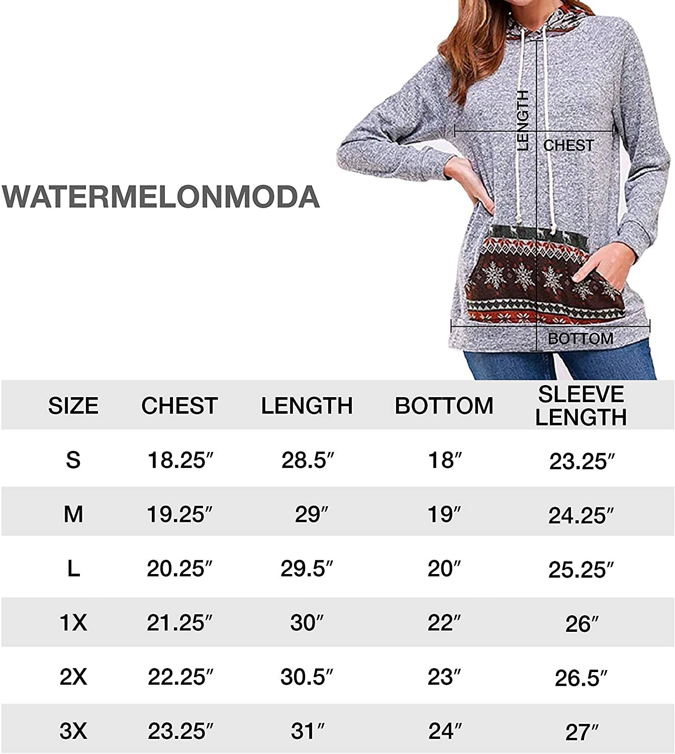 WATERMELONMODA Women's Hoodie Pullover Sweater – Casual Long Sleeve Knit Sweatshirt Cozy Hooded Shirt Top