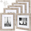upsimples 5x7 Picture Frame Distressed White with Real Glass,Display Pictures 4x6 with Mat or 5x7 Without Mat,Multi Photo Frames Collage for Wall or Tabletop Display,Set of 6
