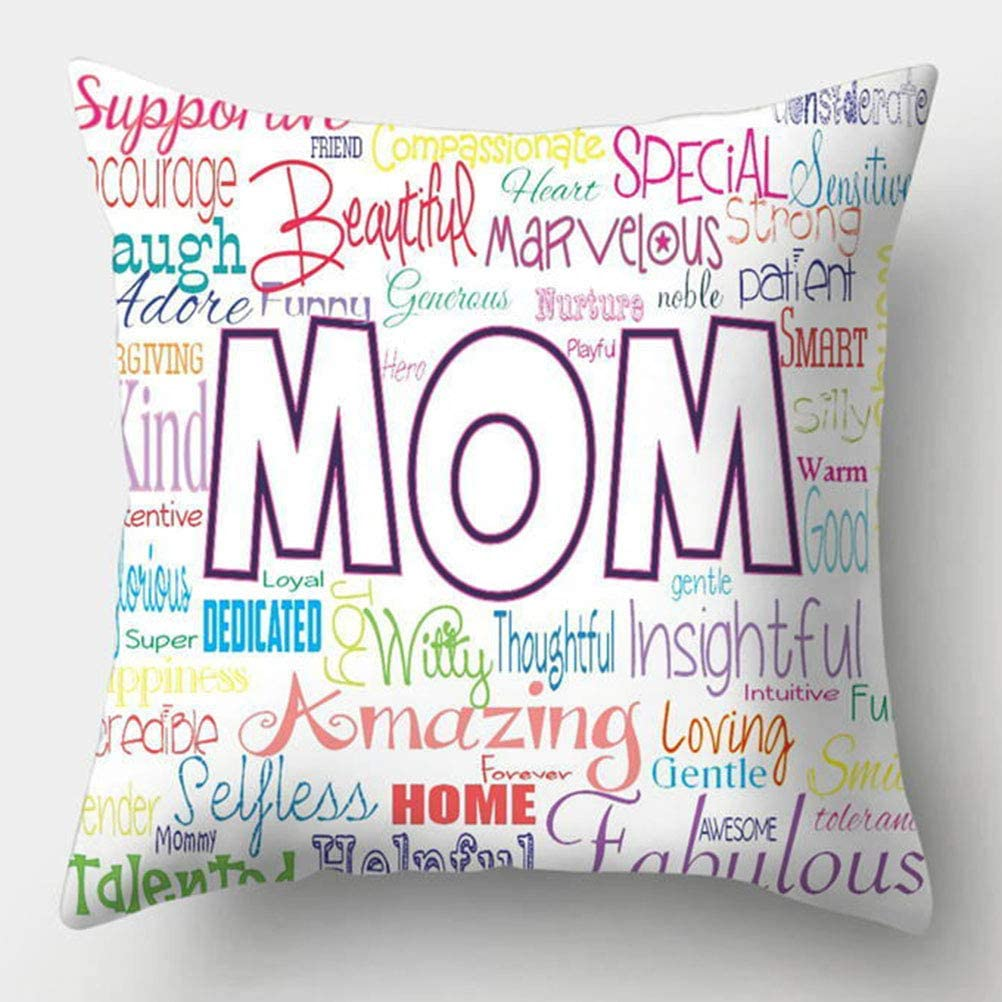 Mom Gifts World’S Most Awesome Mom Quote Print Pillow Covers Home Decoration Pillowcases 18 X 18 Inch for Mother’S Day, Best Gifts for Mom’S Birthday，M0M Gifts (Happy Mother'S Day 3)