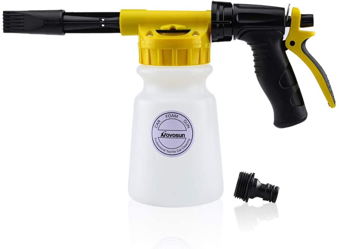 Foam Gun Car Wash Foam Sprayer Soap Foam Blaster, Adjustable Ratio Dial Foam Cannon for Cleaning with Quick Connector to Any Garden Hose (with Wash Mitt & Towel)