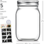 Regular-Mouth Glass Mason Jars, 16-Ounce (10-Pack) Canning Jars with Silver Metal Airtight Lids for Meal Prep, Food Storage, Canning, Jelly, Dry Food, Spices, Salads, Yogurt with Chalkboard Labels Set