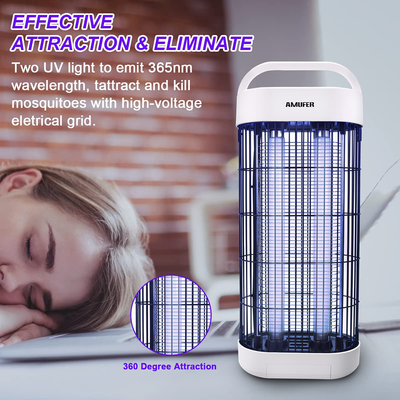 AMUFER Bug Zapper Electric Mosquito Killer Indoor Large Fly Zapper Mosquito Lamp for Home Indoor Office, 1-Pack Replacement Bulb Included